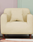 Jacquard Sofa Cover (Pastel Yellow Abstract Design)