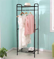 Lukzer Space-Saving Garment Stand with Shelves – Durable Metal Frame (Black/White, 163x60x35cm)