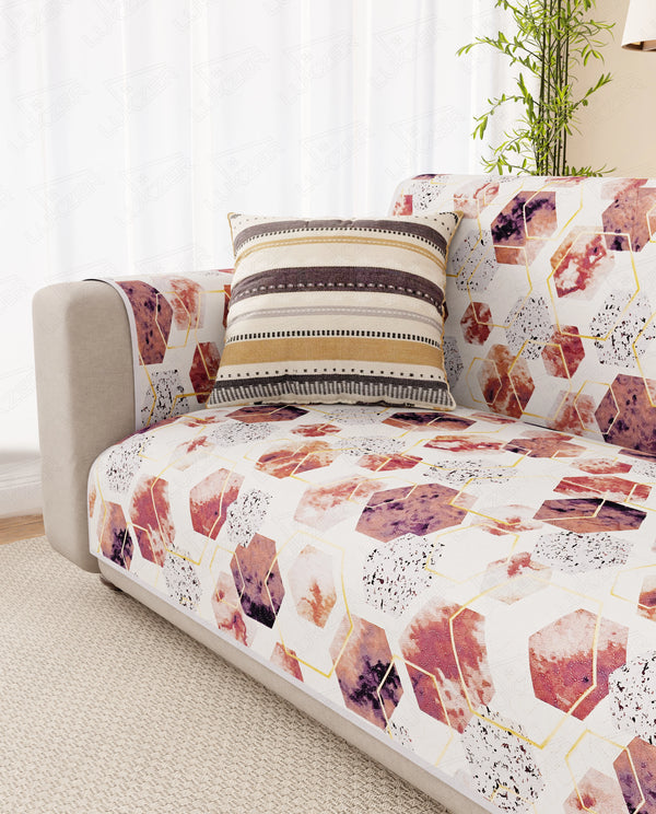 Lukzer Reversible Quilted Sofa Mat with Arms Marble Mesh (SC-204-01)