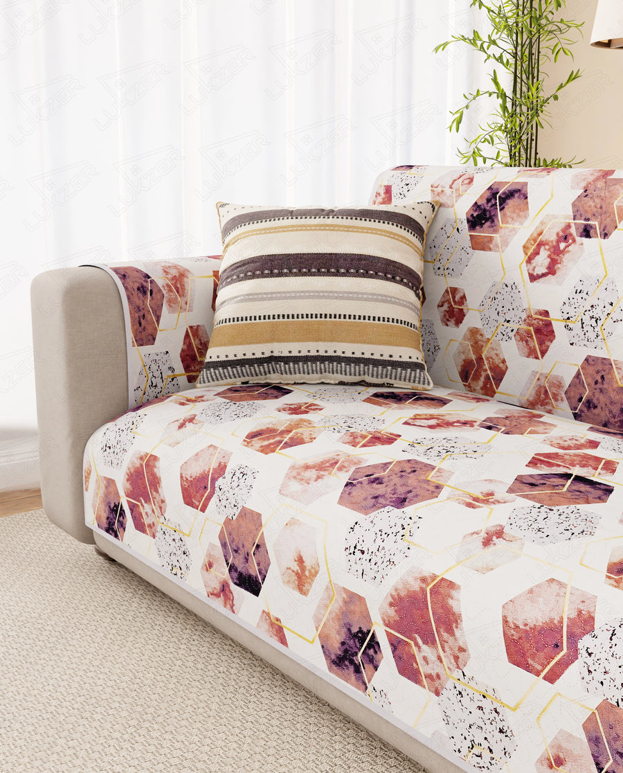 Lukzer Reversible Quilted Sofa Mat with Arms Marble Mesh (SC-204-01)