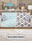 Lukzer Quilted Reversible Sofa Cover Mat with Arms | Polyester Blend 350 GSM Full Coverage & Back Belt for Stability | Washable Furniture Protector.