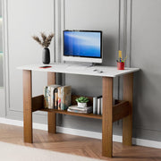Lukzer Engineered Wood Modern Computer Desk with Bookshelf Study Table (ST-004/Dual Color)