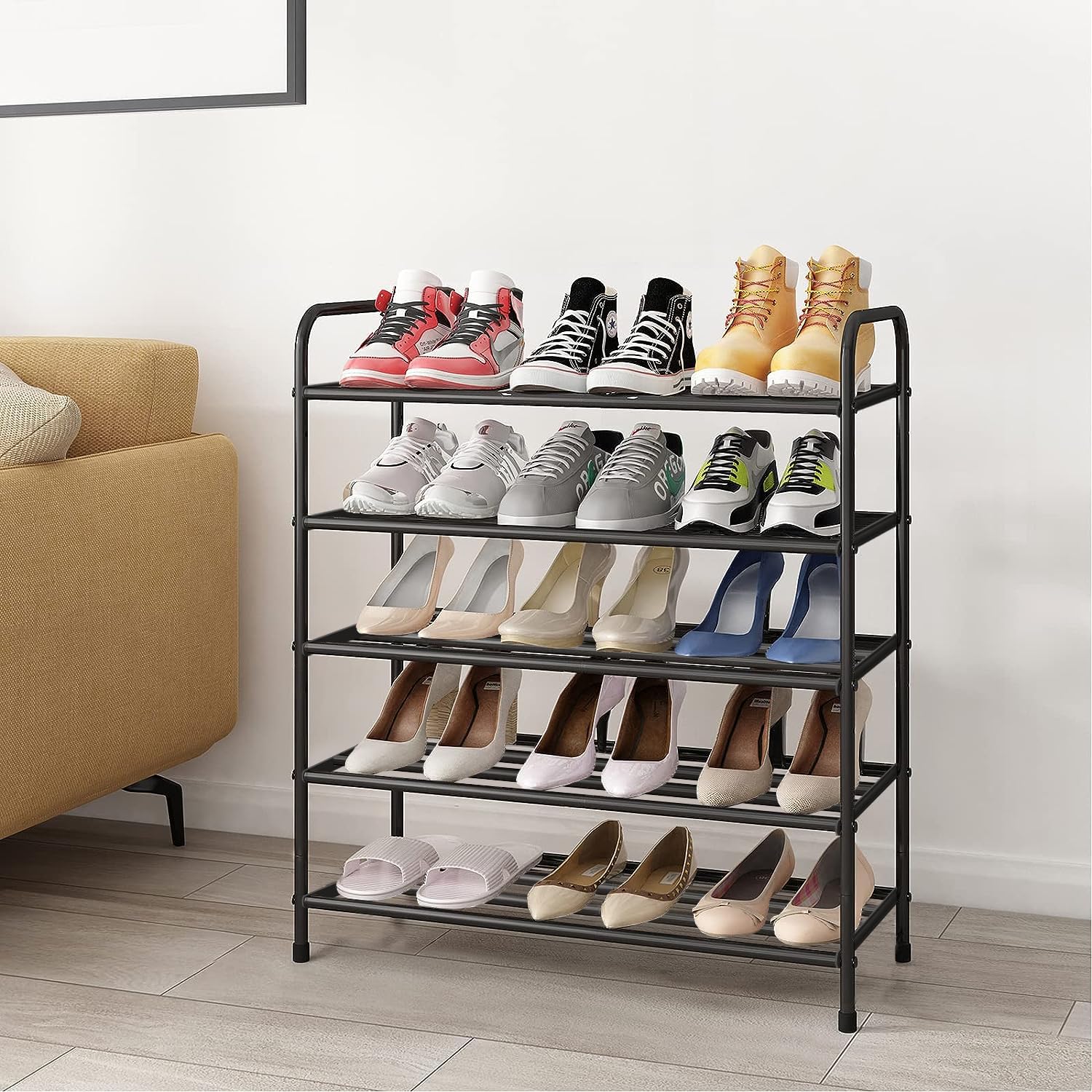 Lukzer Metal Shoe Rack & Open Display Shelf – Durable Storage Organizer