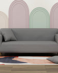 Jacquard Sofa Cover (Pastel Pink Abstract Design)