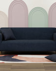 Jacquard Sofa Cover (Pastel Pink Abstract Design)