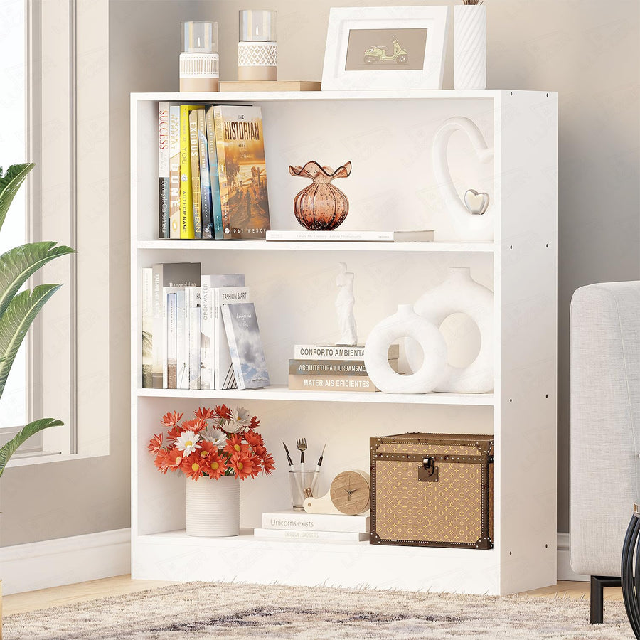 Lukzer 3‑Tier Engineered Wood Multipurpose Open Storage Organizer (MR‑014/White)