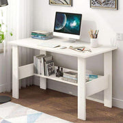 Lukzer Engineered Wood Modern Computer Desk with Bookshelf Study Table (ST-004/White)