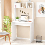 Lukzer Engineered Wood Computer Desk Study Table with Bookshelf Study Table (ST-006/White)