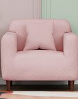 Jacquard Sofa Cover (Pastel Pink Abstract Design)