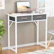 Lukzer Metal Frame & Engineered Wood Office & Study Computer Desk with Drawer (STM-006/White & White)