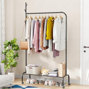 Lukzer Metal Garment Rack with Wheels & 1 Bottom Storage Shelf (MGR-005/Black)