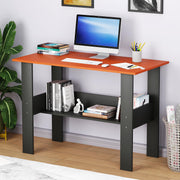 Lukzer Engineered Wood Modern Computer Desk with Bookshelf Study Table (ST-004/Charcoal Ember)