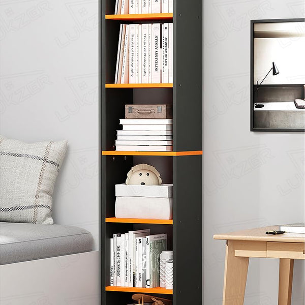 Lukzer 6 Layer Dual Tone Engineered Wood Bookshelf Multipurpose Rack (MR-005/Charcoal Ember)