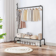 Lukzer Single Pole Garment Stand – 110cm with 1-Bottom Shelf MGR-007 (Black/Gold/White)