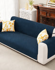 Lukzer Quilted Velvet Sofa Mat | 200 GSM Soft Washable & Removable Couch Protector | Anti-Slip Elastic Strap Cover for Living Room, Pet & Spill Protection