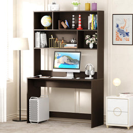 Lukzer Multi-Purpose Study & Computer Desk with Bookshelf Made with Engineered Wood (ST-008/Wenge)