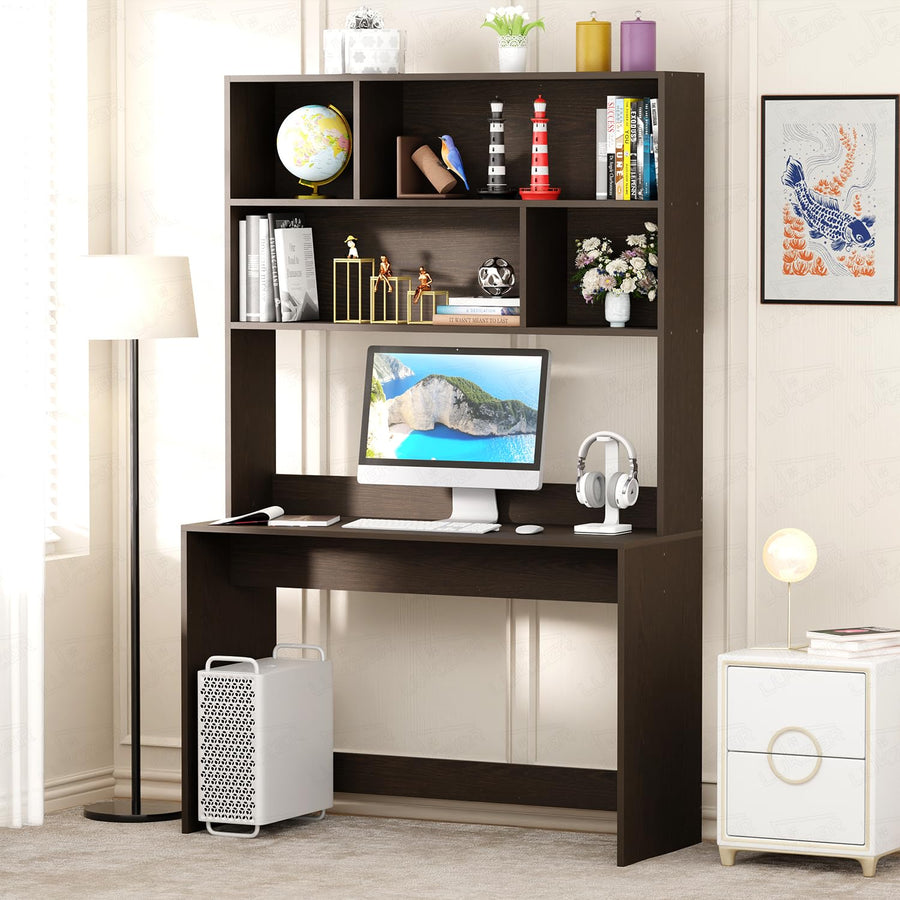 Lukzer Multi-Purpose Study & Computer Desk with Bookshelf Made with Engineered Wood (ST-008/Wenge)