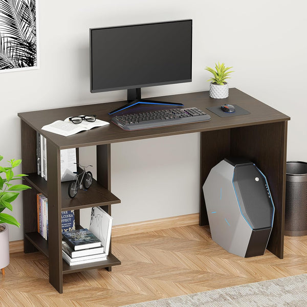 Lukzer Engineered Wood Study & Computer Table Office Desk with Bookshelf (ST-007/ Wenge)