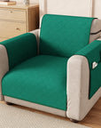 Lukzer Polyester Blend Quilted Sofa Cover Mat (350 GSM)| Full Coverage with Arms & Back Belt | Machine Washable Sofa Runner with Storage Side Pocket