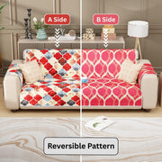 Lukzer Quilted Reversible Sofa Cover Mat with Arms | Polyester Blend 350 GSM Full Coverage & Back Belt for Stability | Washable Furniture Protector.