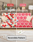 Lukzer Quilted Reversible Sofa Cover Mat with Arms | Polyester Blend 350 GSM Full Coverage & Back Belt for Stability | Washable Furniture Protector.