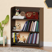 Lukzer 3‑Layer Rounded Edges Engineered Wood Open Rack Cabinet Bookshelf (MR‑016/Wenge)