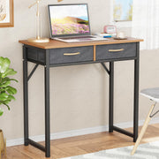 Lukzer Metal Frame & Engineered Wood Office & Study Computer Desk with Drawer (STM-006/Black & Oak Brown)