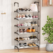 Lukzer 6-Tier Metal & Plastic Space-Saving Shoe Organizer Rack (MSR-006/Silver)