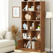 Lukzer 12 Open Cube Bookcase with Push Latch Doors & 2 Bottom Shelf (MR-033/Oak Brown)