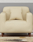 Jacquard Sofa Cover (Pastel Yellow Diamond Pattern)