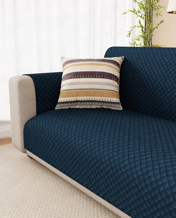 Lukzer Quilted Velvet Sofa Mat Blue Indigo (SC-197-01)