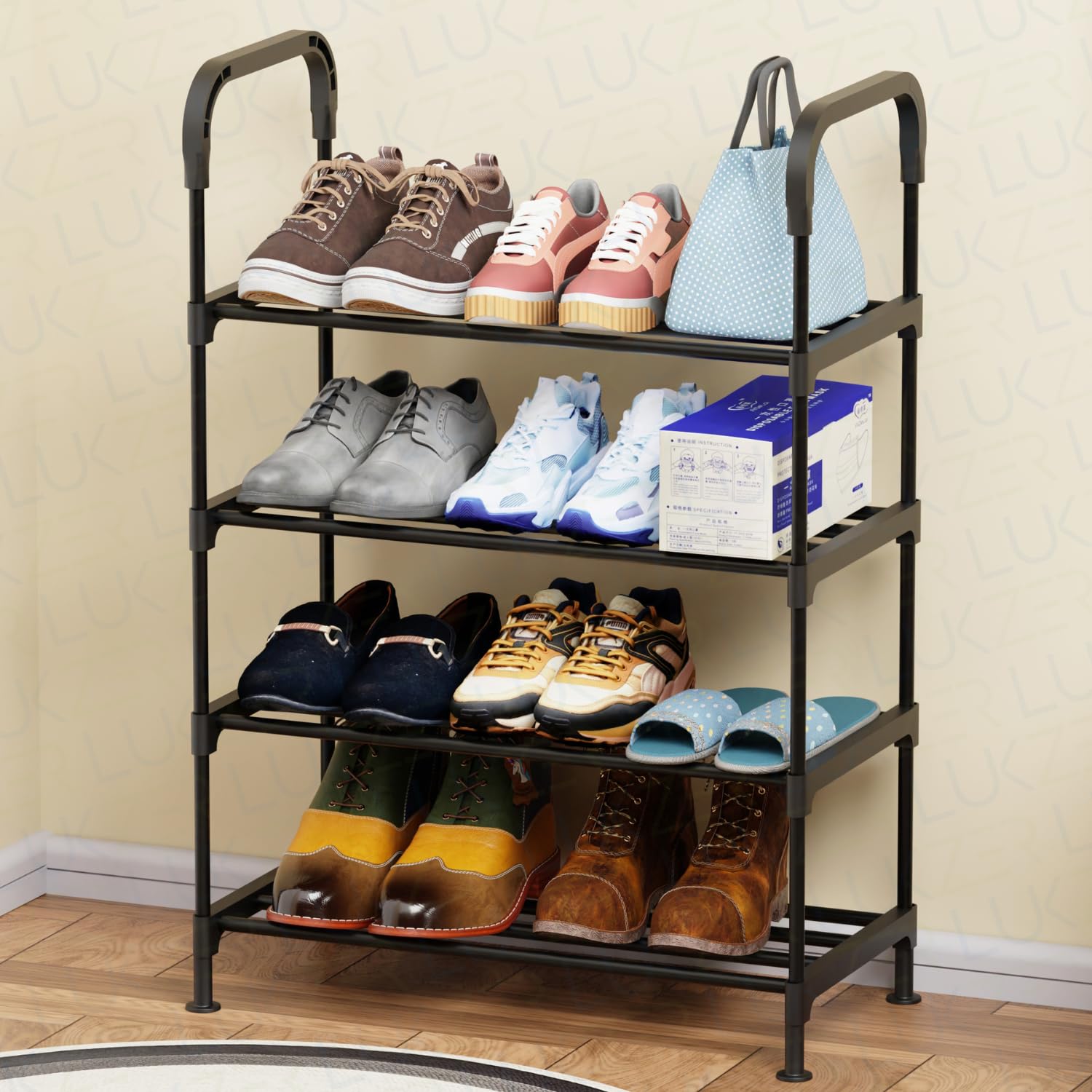 Dual Material Shoe Rack | (Black)