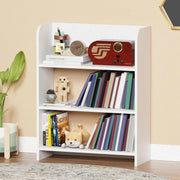 Lukzer 3‑Layer Rounded Edges Engineered Wood Open Rack Cabinet Bookshelf (MR‑016/White)