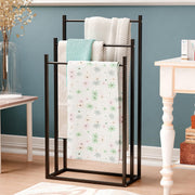 Lukzer Freestanding Sturdy Metal 3-Bar Towel Hanging Stand (MGS-007/Black)