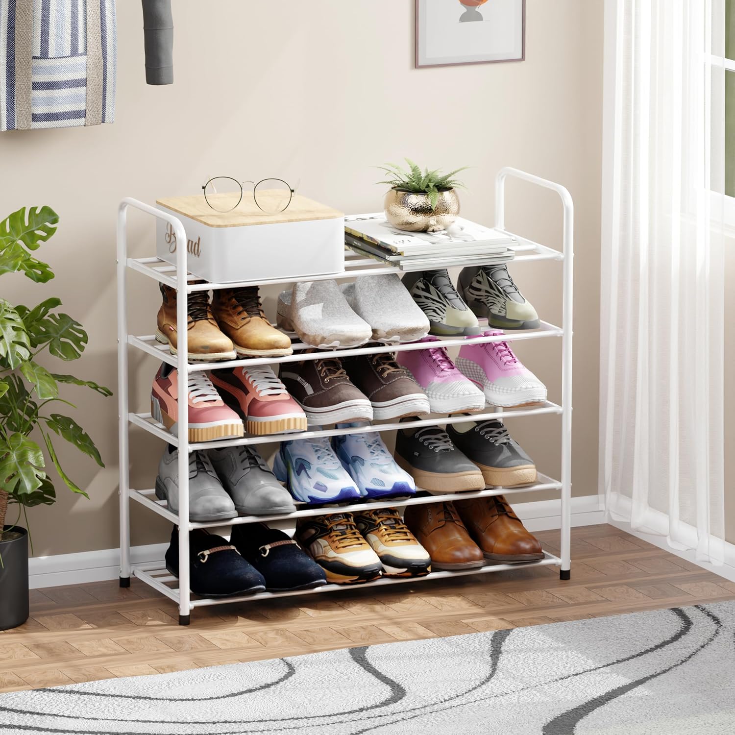 Shoe Rack/Open Display Rack | (White/Metal)