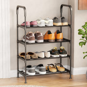 Lukzer 4-Tier Metal & Plastic Space-Saving Shoe Organizer Rack (MSR-004/Black)