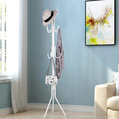 Lukzer 8-Hook Freestanding Metal Coat Stand – Stylish & Durable (Blue/White/Black, 170x42cm