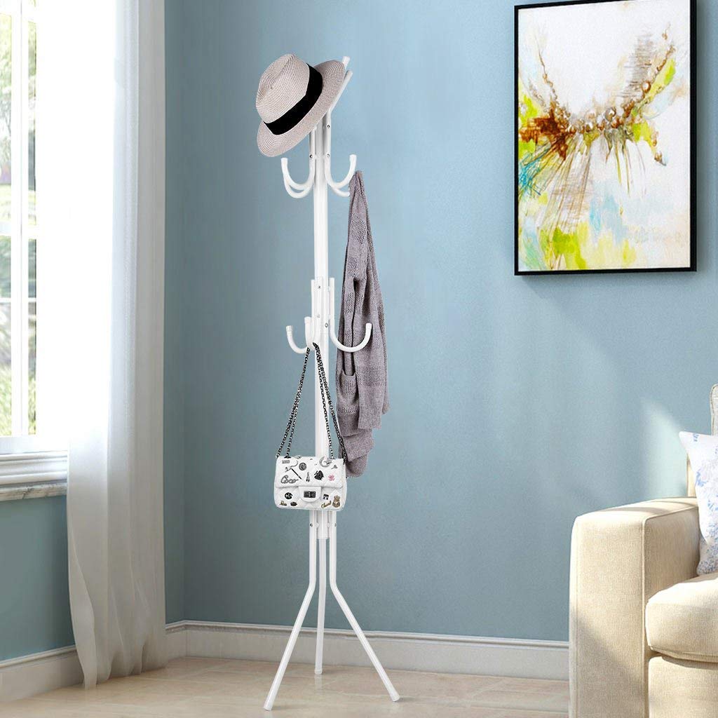 Lukzer 8-Hook Freestanding Metal Coat Stand – Stylish & Durable (Blue/White/Black, 170x42cm