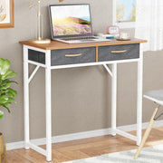 Lukzer Metal & Engineered Wood Office & Study Computer Desk with Drawer (STM-006/White & Oak Brown)