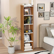 Lukzer Dual Tone Engineered Wood 5-Layer Bookshelf Easy to Assemble (MR-013/White & Oak Brown)
