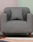 Jacquard Sofa Cover (Pastel Dark Grey Abstract Design)