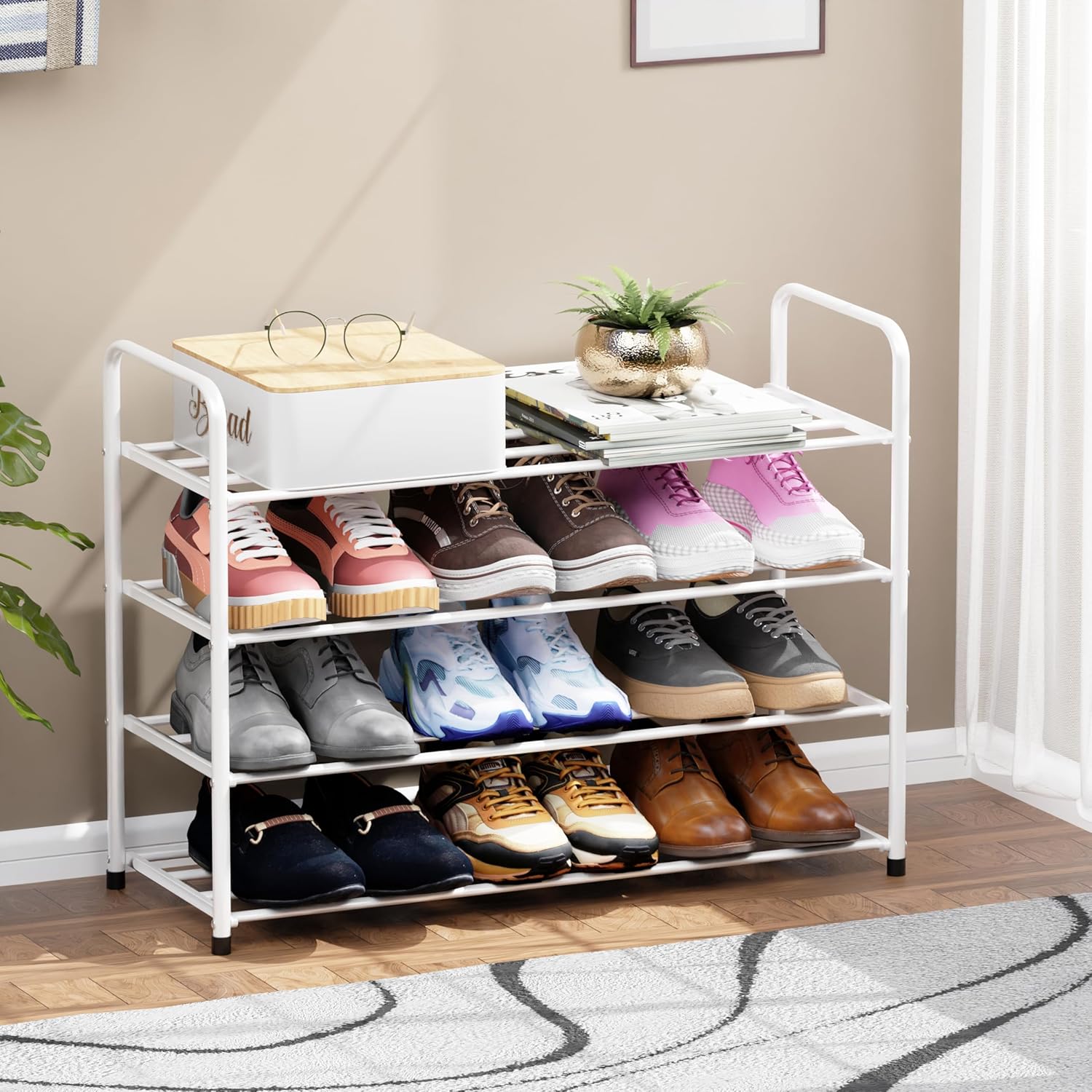 Shoe Rack/Open Display Rack | (White/Metal)