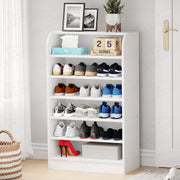 Lukzer Heavy-Duty 6 Layer Open Shoe Organizer Rack Stand (SR-005/White)