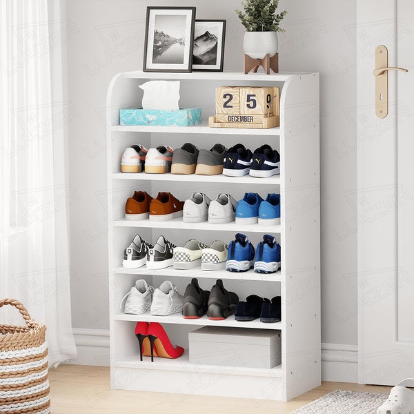Lukzer Heavy-Duty 6 Layer Open Shoe Organizer Rack Stand (SR-005/White)