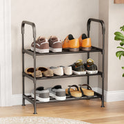 Lukzer 3-Tier Metal & Plastic Space-Saving Shoe Organizer Rack (MSR-003/Black)