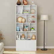 Lukzer 12 Open Cube Bookcase with Push Latch Doors & 2 Bottom Shelf (MR-033/White)