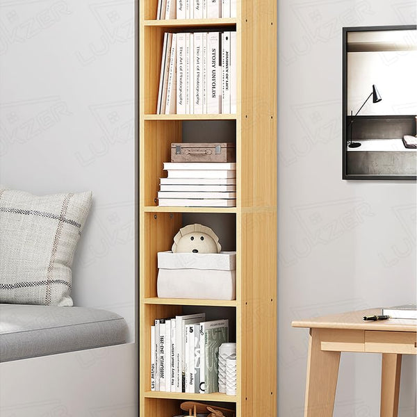 Lukzer 6 Layer Engineered Wood Bookshelf Multipurpose Rack (MR-005/Light Oak)