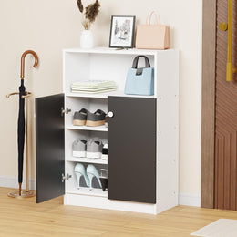 Lukzer 4-Layer Shoe Rack with Doors – Space-Saving Storage Organizer (Model: SR-003)