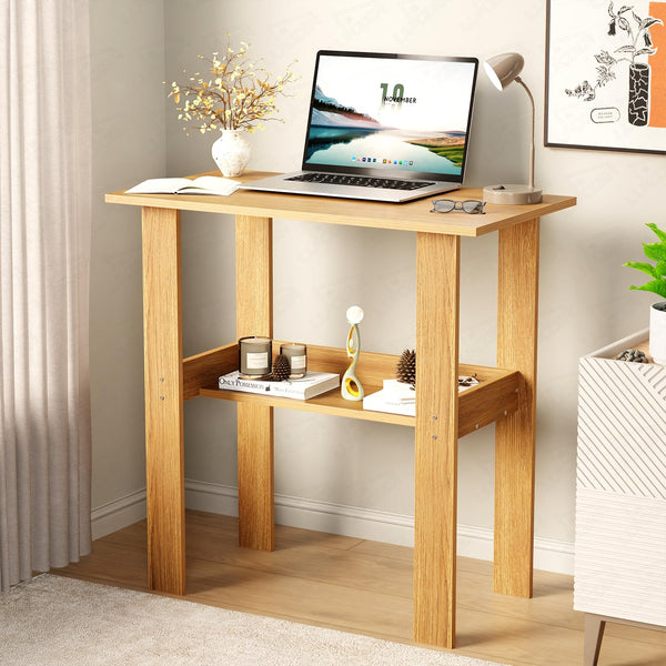 Lukzer Engineered Wood Kids Study Table with Open Shelf (ST-004S/Oak Light)