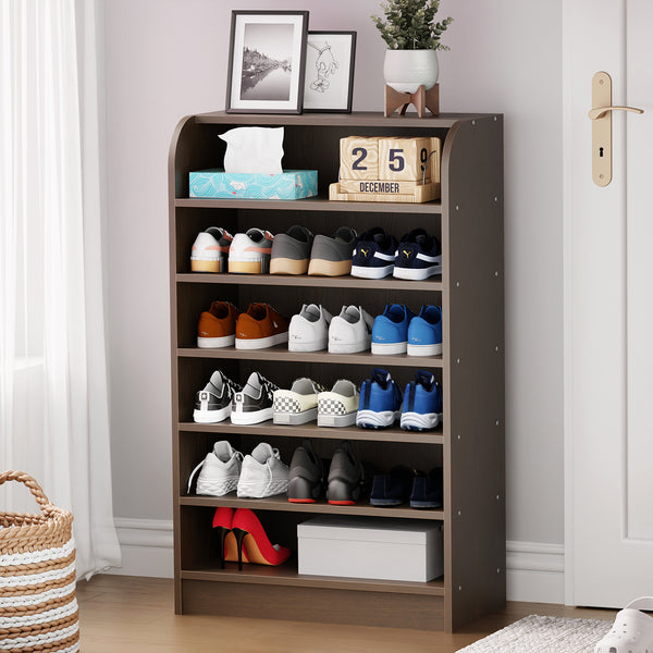 Lukzer Heavy-Duty 6 Layer Open Shoe Organizer Rack Stand (SR-005/Wenge)